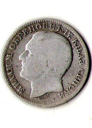 Сербія › князівство сербія мілан i 1 динар 1879 рік срібло №3409