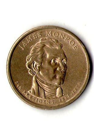 Сша 1 долларов, 2008 5-й президент сша - джеймс монро (1817-1825) медь с марганцево-платунным покрытием, 8.1g, ø 26.5mm no3388