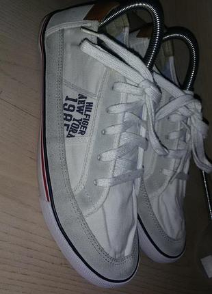 Tommy hilfiger (сша)- текстиль + замша кеды,белые,р.40 (26,5см)