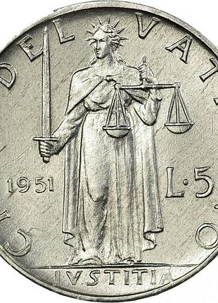 1927 ø папа пий спортивн 5 лир, 1951 год алюминий, 1g, ø 20.33mm no2476