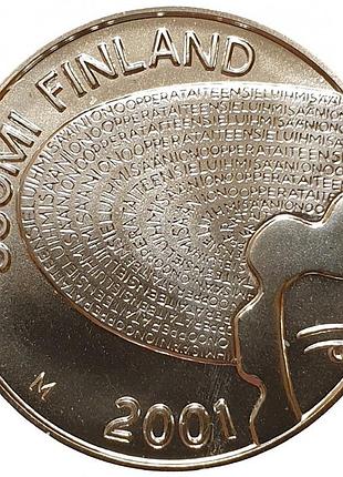 Фінляндія (suomi) 100 марок, 2001 125 лет со дня рождения айно акте серебро 0.925, 31g, ø 35mm