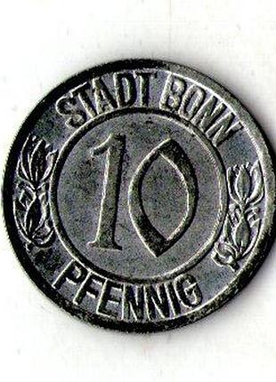 Німеччина - германия 10 пфеннингов 1920 нотгельд железо г.бонн №737