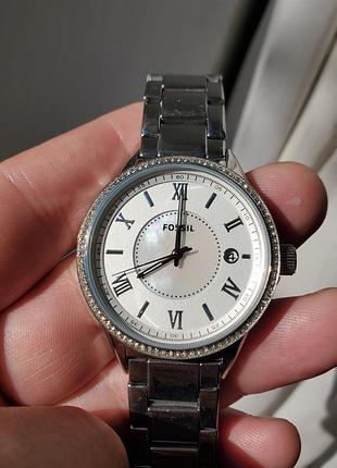 Fossil bq1105 кварцевые часы с перламутром и стразами, унисекс