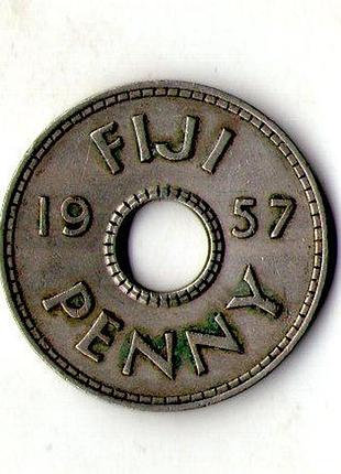 Фіджі королева єлизавета ii 1 пенні 1957 рік №2743