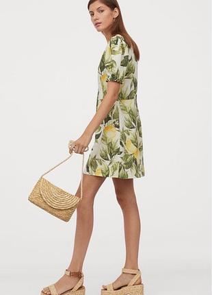 Сукня h&m плаття з домішкою льону у лимони