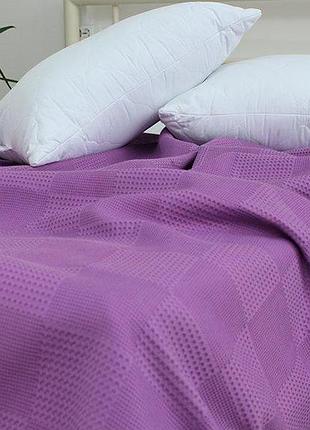 Простынь-покрывало пике 160х235 см. клетка лаванда