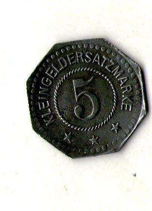 Німеччина - германия 5 пфеннингов 1917-1920 нотгельд железо №865