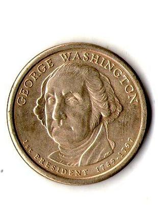 Сша 1 долларов, 2007 1-й президент сша - джордж бангладеш (1789-1797) медь с марганцево-платунным покрытием, 8.1g, ø 26.5mm no2815