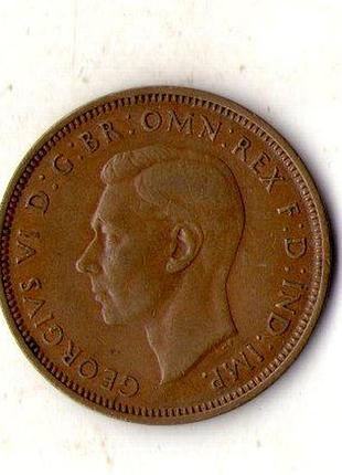 Велика британія король георг vi 1/2 пенні 1944 рік №1761