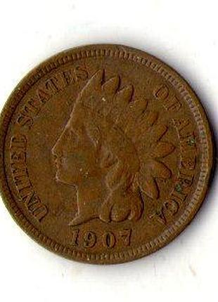 Сша 1 цент 1907 рік indian head cent №1651