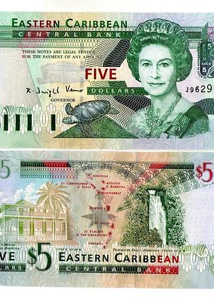 Антигка и барбуда восточные карибы 5 долларов 2003 г. unc №419