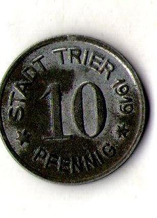 Німеччина - германия 10 пфеннингов 1919 нотгельд железо №871