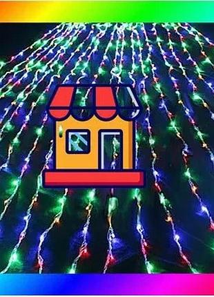 Bs гирлянда штора занавес best mix водопад 3х3 м 280 led большая лампа 3d (белый шнур, с переходником) bas77/n