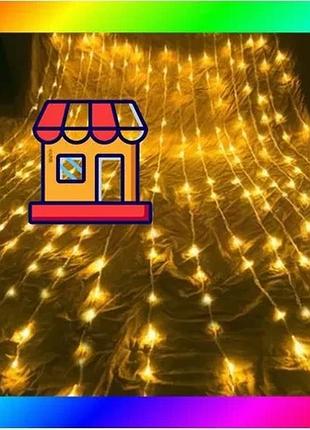 Bs гирлянда штора занавес best mix водопад 3х3 м 280 led большая лампа 3d (белый шнур, с переходником) bas77/n