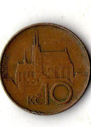 Чехія › чеська республіка 10 крон 1993 рік сталь з мідним покриттям, 7.62g, ø 24.5mm №2618