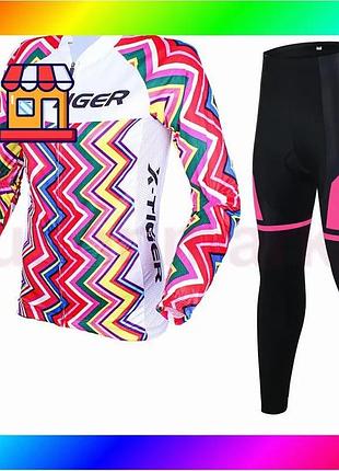 Bs вело костюм женский best mix x-тiger xw-ct-155 кофта с длинным рукавом штаны multicolor zigzag 3xl bas77/n