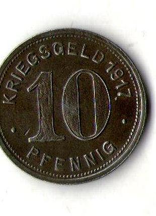 Німеччина - германия 10 пфеннингов 1917 нотгельд железо №874