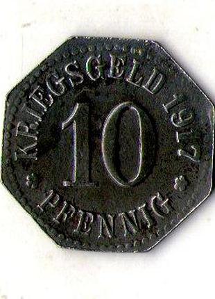 Німеччина - германия 10 пфеннингов 1917 нотгельд железо №875