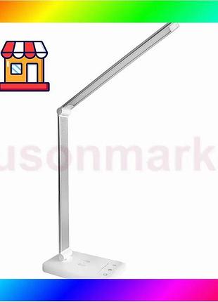 Bs настольная led лампа best mix m856 светодиодная с беспроводной зарядкой white + silver bas77/n