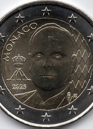 Монако 2 евро, 2025 биметалл, 8.5g, ø 25.75mm новый дизайн no2289