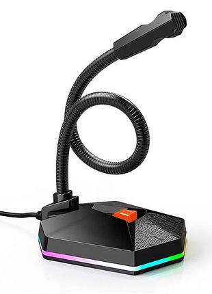 Игровой микрофон meetion mt-mc13 с rgb подсветкой черный