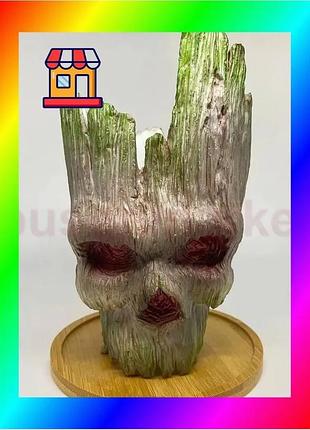 Bs горшочек для цветов best mix и канцелярии грут groot g11 череп + круглая подставка bas77/n