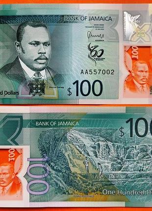 Ямайка 100 доларів 2022р unc полімер "60 років ямайці" №531