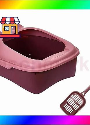 Bs туалет для кішок best mix з лопаткою taotaopets 268802 лоток для котів 40*30*18,5 cm pink bas77/n
