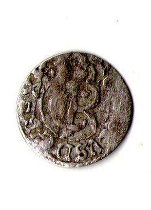 Лівонія › шведська окупація риги 1 солід, 1660-1665 срібло (білон), 0.55g, ø 15mm №2719