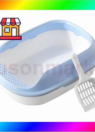 Bs туалет для кішок best mix з лопаткою taotaopets 226611 40*29*13,5 см light blue bas77/n