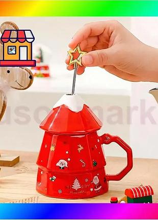 Bs рождественская чашка "merry best mix christmass" елка кружка в форме новогодней елки в подарочной у bas77/n