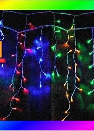 Bs гірлянда вулична бахрома best mix 5 м 120 led (на білому дроті, з перехідником) кольорова bas77/n