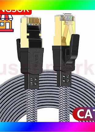 Bs ethernet-кабель cat 8 best mix (0,5 м) – 40 гбит/с, 2000 мгц, плоский, нейлоновая оплётка, серый! bas77/n