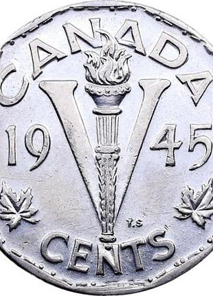 Канада король георг vi 5 центів 1945 рік №1914