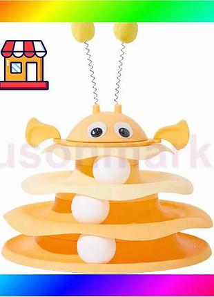 Bs игрушка taotaopets 079906 best mix для кота интелектуальная 3-х уровневая башня yellow bas77/n