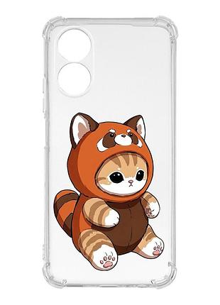 Чехол с утолщёнными углами на oppo a17 котик панда (принт 423)