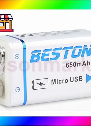 Bs аккумулятор крона beston best mix 650mah 9v li-ion microusb bas77/n