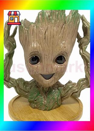 Bs горшочек для цветов best mix и канцелярии грут groot g4 + круглая подставка bas77/n