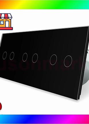 Bs умный сенсорный zigbee best mix выключатель 6 сенсоров (2-2-2) livolo черный (vl-c702z/c702z/c702z- bas77/n