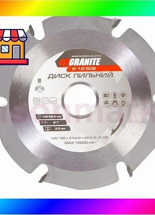 Bs диск пильний для best mix дерева granite з твердосплавними напайками 125×22.2×6т 12200 об/хв 5-12-5 bas77/n