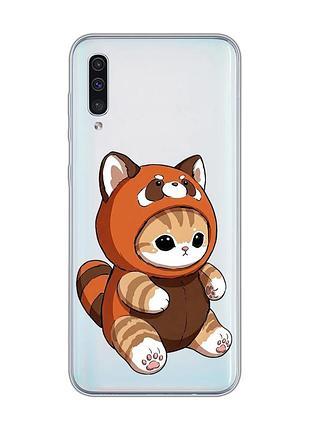 Прозрачный чехол на samsung galaxy a50 (2019) a505/a30s котик панда (принт 423)