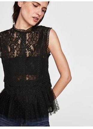 Мереживна кружевна блуза мереживо zara