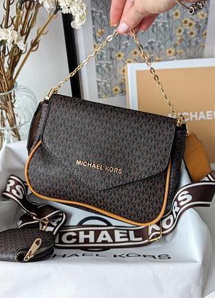 Жіноча шкіряна крос боді michael kors брендова міська сумочка через плече мишель корс маленька сумка зі шкіри для дівчини бежевий