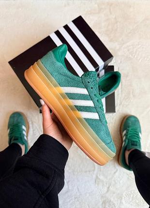 Кроссовки женские adidas gazelle green white