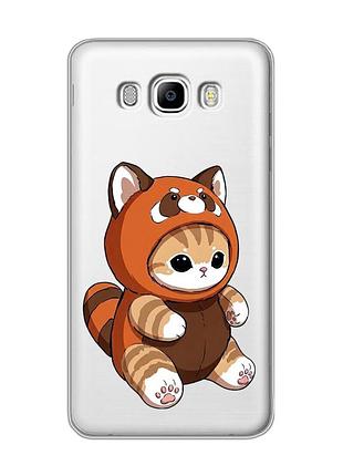 Прозорий чохол на samsung galaxy j7(2016) j710 котик панда (принт 423)