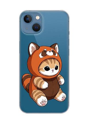 Прозорий чохол на apple iphone 13 котик панда (принт 423)