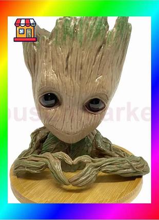 Bs горшочек для цветов best mix и канцелярии грут groot g2 + круглая подставка bas77/n