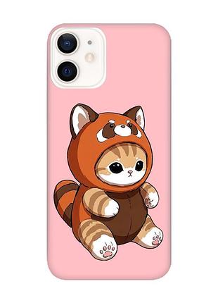 Матовий рожевий чохол на apple iphone 12 / 12 pro (6.1) котик панда (принт 423)