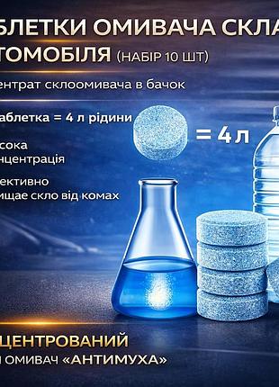 Таблетки омывателя стекла автомобиля набор 10 шт концентрат стеклоомывателя в бачок концентрированный летний омыватель