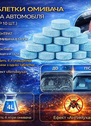 Таблетки омывателя стекла автомобиля набор 10 шт концентрат стеклоомывателя в бачок концентрированный летний омыватель